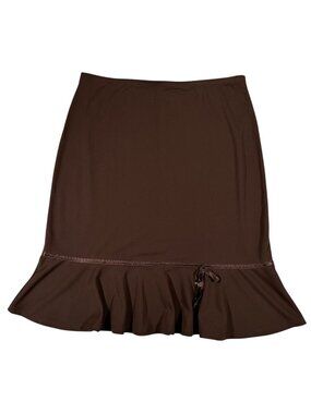 Cato Brown Womens Mermaid Flounce Skirt Medium Poly Stretch Career
